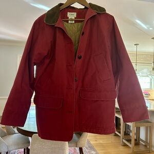 L.L.Bean Vintage Maroon Barn Jacket with Brown Collar
